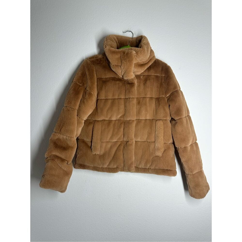 Abercrombie & Fitch Faux Fur Puffer Jacket Size L Brown